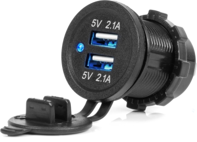 AMIO 04217 – vestavná nabíječka 2× USB, 4,2 A, 12/24 V