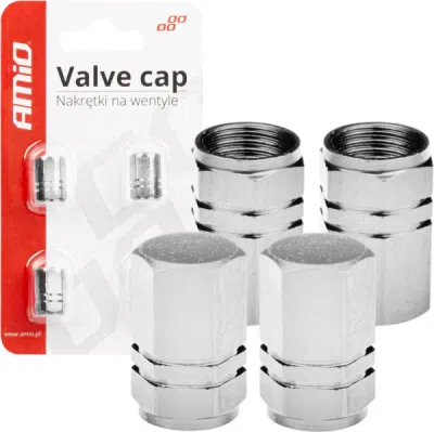 AMIO 02236 – hliníkové čepičky ventilků, stříbrné, 4 ks