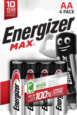 ENERGIZER MAX AA LR6 1,5 V – alkalické tužkové baterie, 4 ks