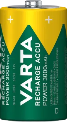 VARTA Recharge Accu Power D HR20 1,2 V 3000 mAh – nabíjecí NiMH baterie, 2 ks