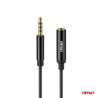 Kábel predlžovací AUX Mini Jack 3,5mm samec na 3,5mm samica 2M AMiO-04296