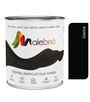 8581101441074 Malebná 0199 čierna - Vrchná akrylátová pololesklá farba 0,7l