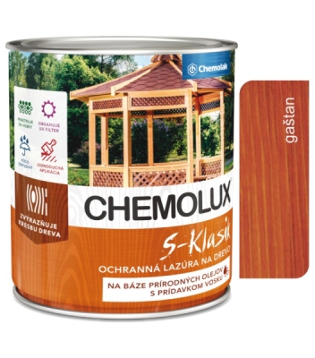 8581100327379 S1040 Chemolux S-Klasik 0201 gaštan 0,75l - matná ochranná lazúra na drevo