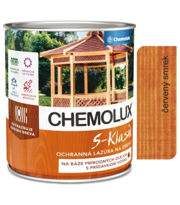 8581100327393 S1040 Chemolux S-Klasik 0221 červený smrek 0,75l - matná ochranná lazúra na drevo