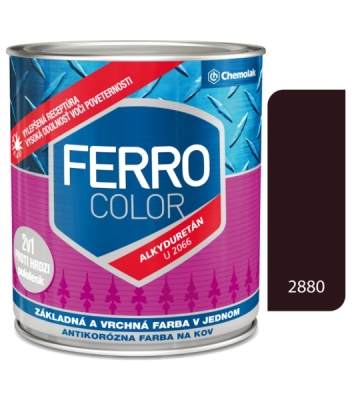 8581101040291 Ferro Color U2066 2880 tmavohnedá Pololesk - základná a vrchná farba na kov 0,75l