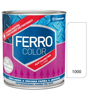 8581101040215 Ferro Color U2066 1000 biela Pololesk - základná a vrchná farba na kov 0,75l