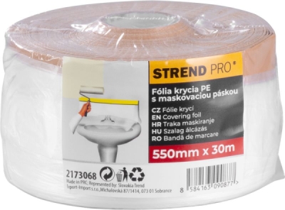 2173068 Fólia krycia maliarska 30m 550mm s látkovou lepiacou páskou Strend Pro