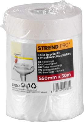 2173067 Fólia krycia maliarska 30m 550mm s maskovacou lepiacou páskou Strend Pro
