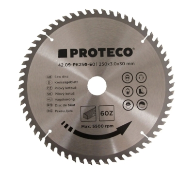 42.09-PK250-60 Kotúč pílový s SK plátkami 250x3x30 60 zubov