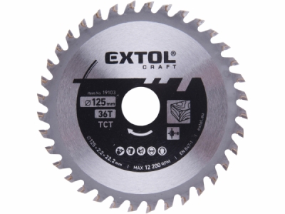19103 Kotúč pílový s SK plátkami, 125x2,2x22,2mm, 36z, EXTOL CRAFT
