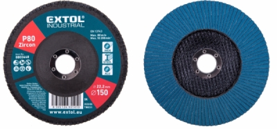8803448 Kotúč lamelový šikmý, zirkón, O150x22,2mm, P80, EXTOL INDUSTRIAL