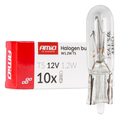 Halogénové žiarovky T5 12V 1.2W W2x4.6d white 10 ks AMiO-04412