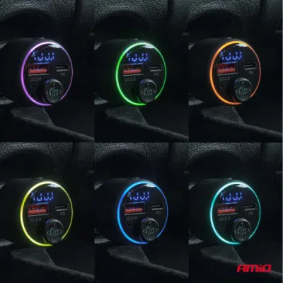 FM transmitter 1×USB-A 1×USB-C 12/24V AMiO-04655