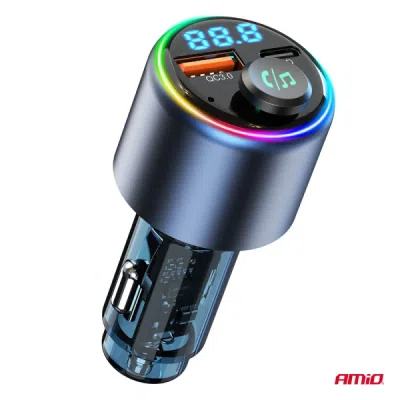 FM transmitter 1×USB-A 1×USB-C 12/24V AMiO-04655