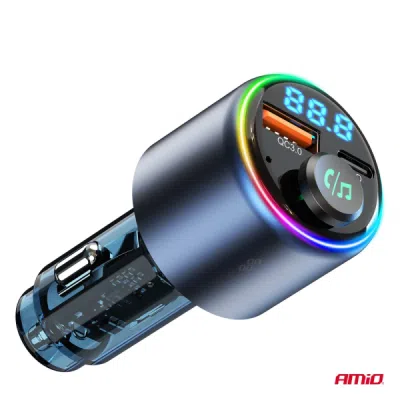 FM transmitter 1×USB-A 1×USB-C 12/24V AMiO-04655