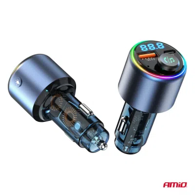FM transmitter 1×USB-A 1×USB-C 12/24V AMiO-04655