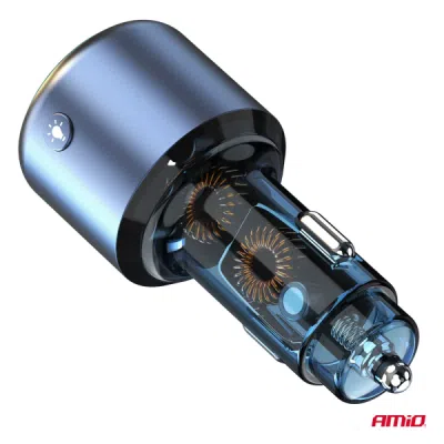 FM transmitter 1×USB-A 1×USB-C 12/24V AMiO-04655