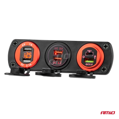 Nabíjačka 2xUSB 12/24V MOD-05 AMiO-02855
