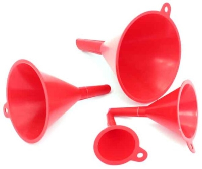 2.LEJ5 Sada plastových lievikov priemer 50,75,100,125 mm XL-TOOLS