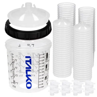 ITALKO sada miešacích pohárov do striekacej pištole 1 odm. nádoba,  50KS 650ML 190 MICRON