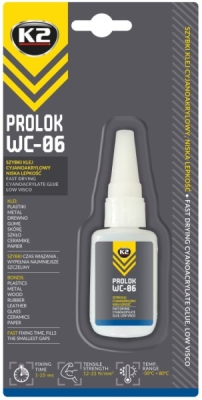 K2 PROLOK WC-06 20 g – Profesionálne sekundové kyanoakrylátové lepidlo na plasty, kov a gumu
