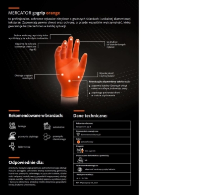 Rukavice jednorázové nitrilové GO GRIP XXL 50ks oranžové