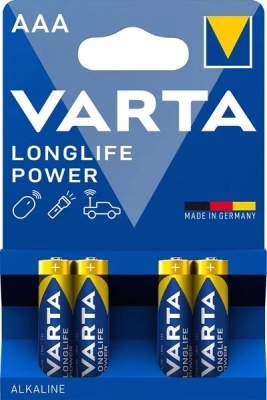 VARTA Longlife Power AAA LR03 4ks – Výkonné alkalické batérie