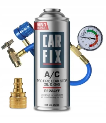 CARFIX - Chladivo do klimatizácie 5v1, R1234YF +hadica s manometrom, 400ml