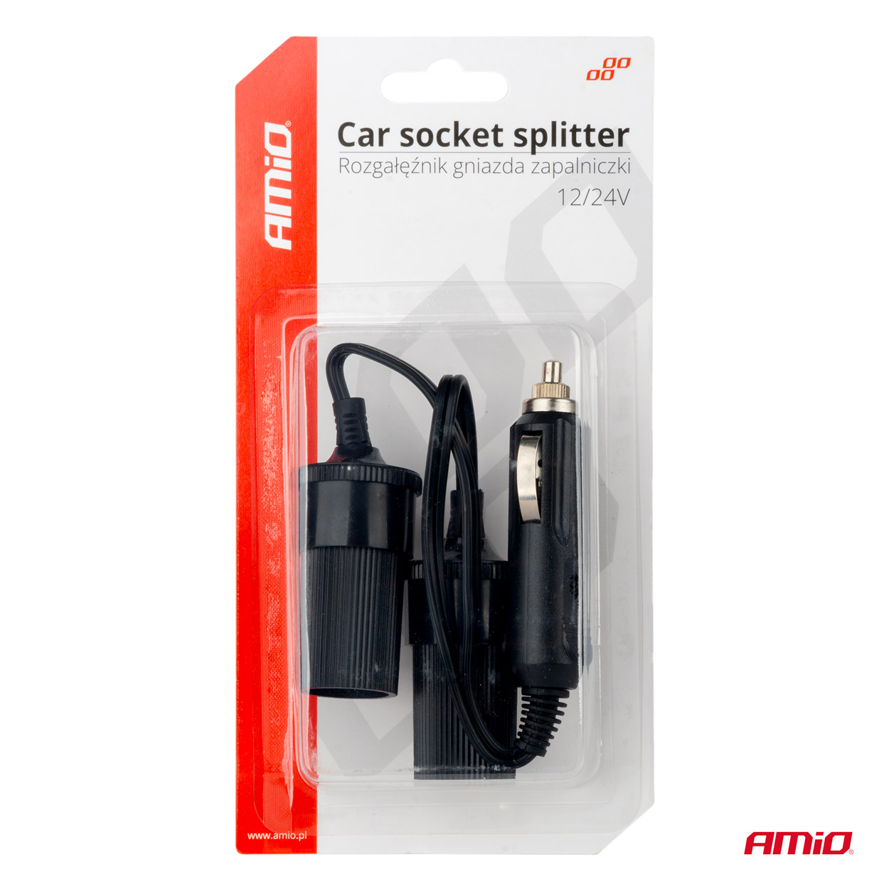 Rozdeľovač zásuvky zapaľovača do auta 12V 24V AMiO-03801