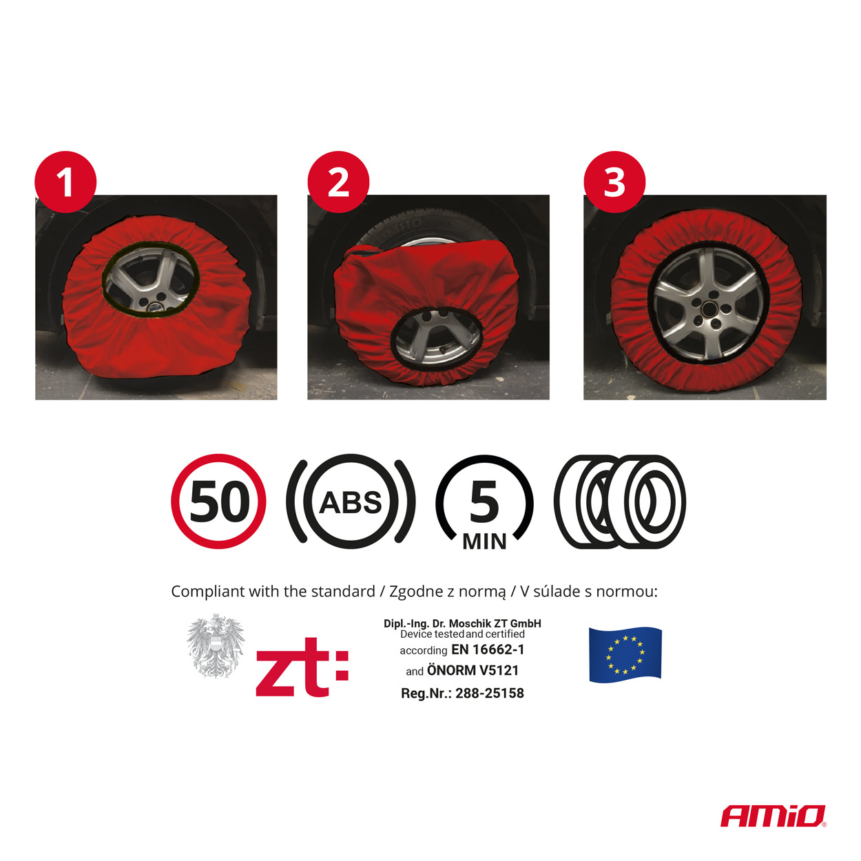 Textilné snehové reťaze 3D S EN16662-1 Önorm V5121 2 ks AMIO-04507