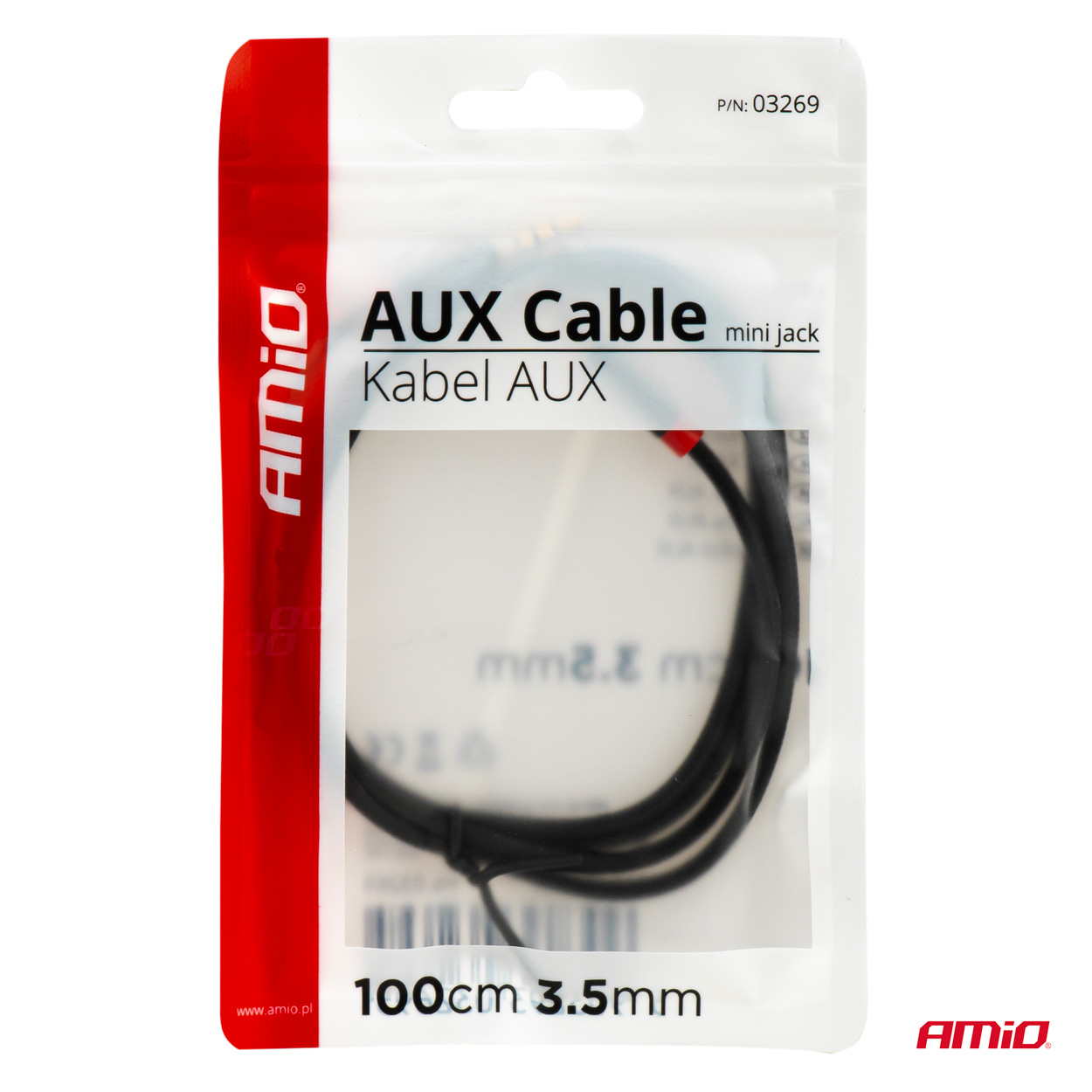 Kábel AUX jack-jack 3,5mm 100CM AMiO-03269