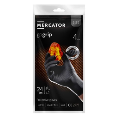 Nitrilové rukavice MERCATOR GoGrip ČIERNE 4ks XXL
