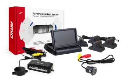 Parkovací asistent TFT02 4,3" s kamerou HD-308-LED 4-senzorové čierne Truck
