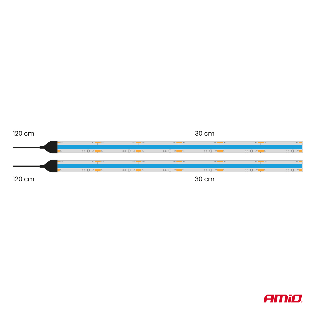 LED pásiky COB do auta modrá 2x30 cm 12 V AMiO-04571