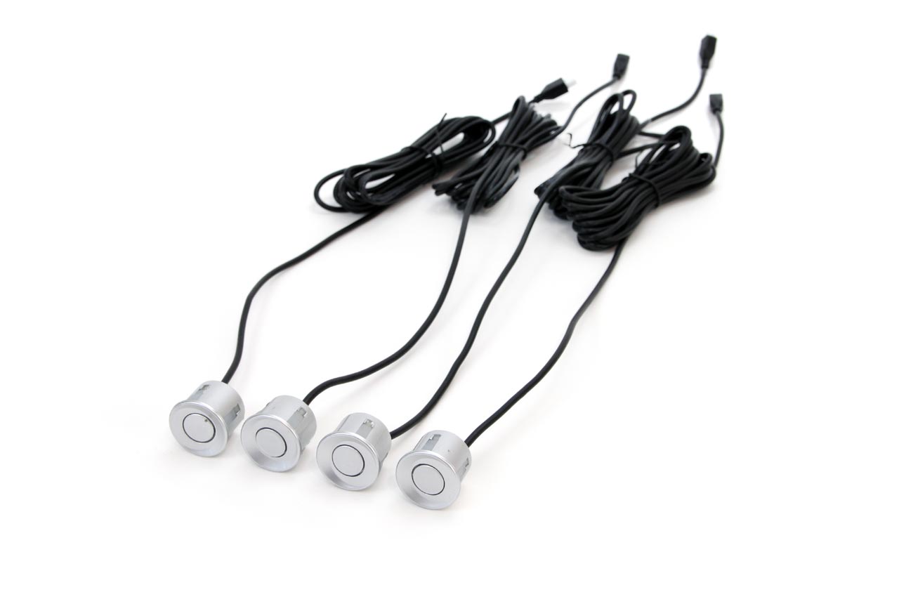Parkovací asistent TFT01 4,3” s kamerou CAM-308 LED, 4-senzorové strieborné