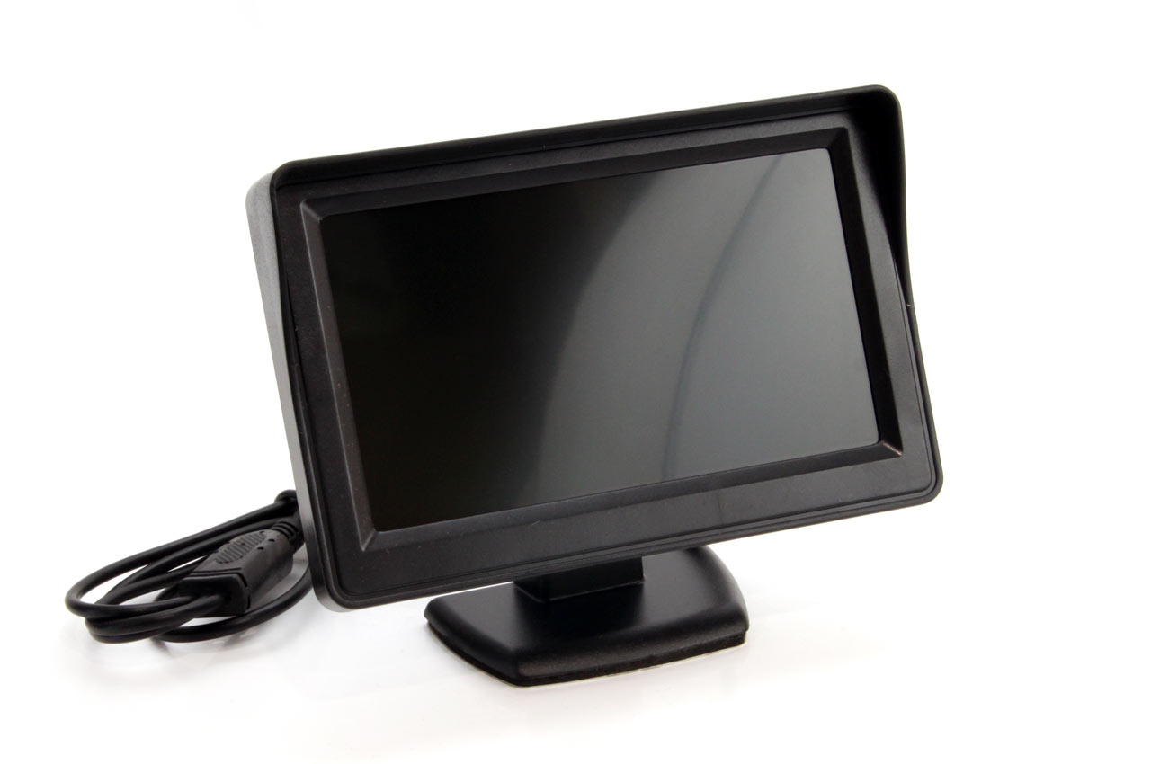 Parkovací asistent TFT01 4,3” s kamerou CAM-308 LED, 4-senzorové strieborné