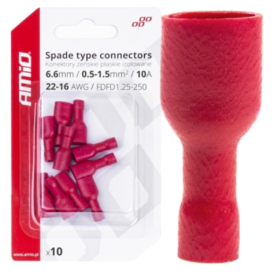 Elektrické konektory izolované – samica (násuvka) 6.6mm 0.5-1.5mm2 10A