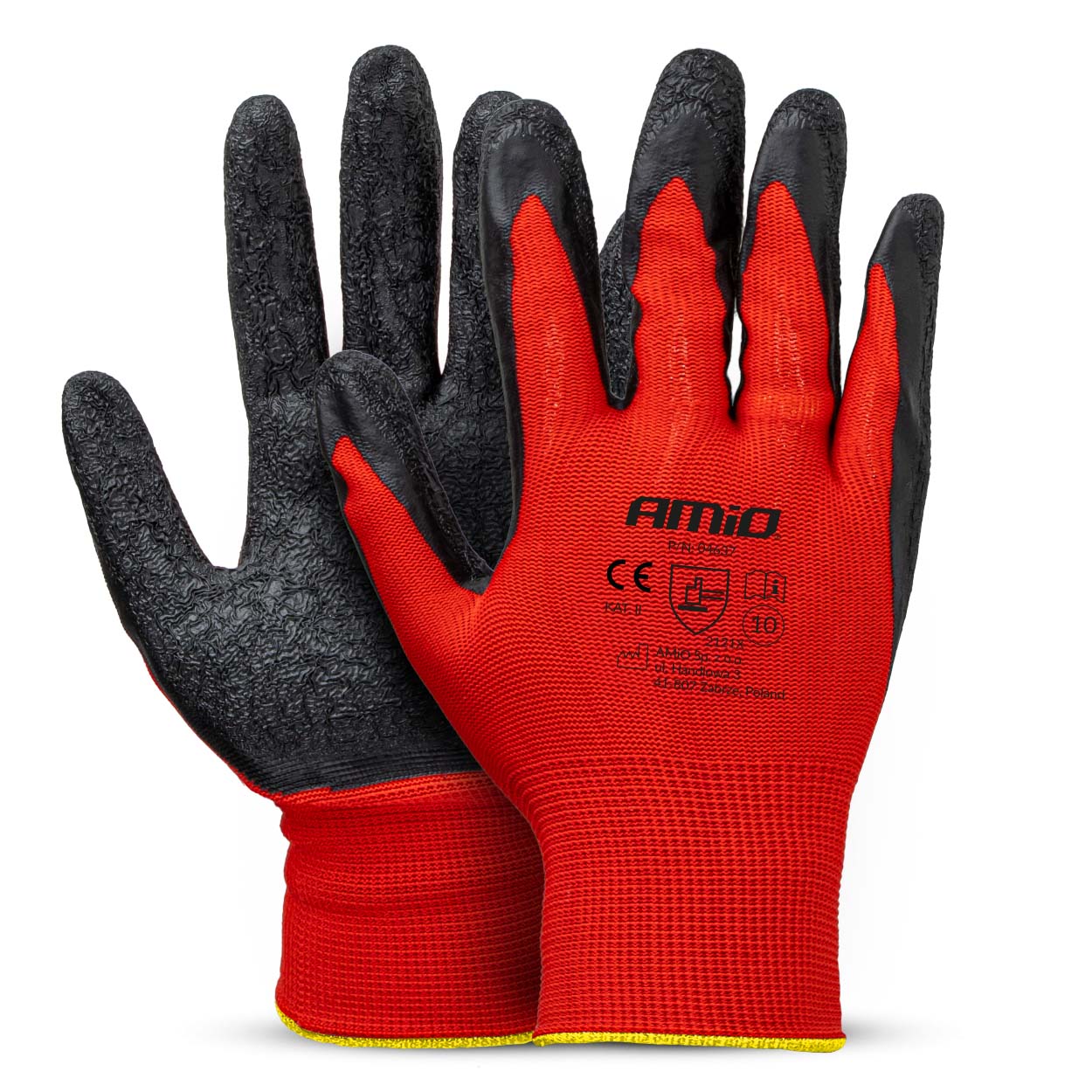 Ochranné rukavice polyesterové, potiahnuté latexom, veľkosť 10 (2 páry), trieda 2121X – AMiO-04637