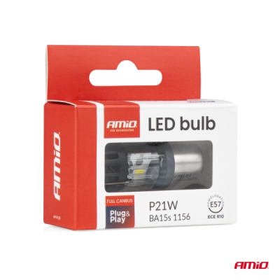LED žiarovka LumiTec BA15S P21W 12V FULL CANBUS biela 1 ks AMiO-04688