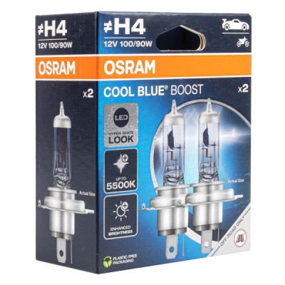 Halogénové žiarovky Osram H4 12V 100/90W P43t Cool Blue Boost 5000K 2 ks
