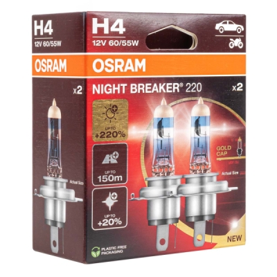 Halogénové žiarovky Osram H4 12V 60/55W P43t NIGHT BREAKER 200 /2 ks