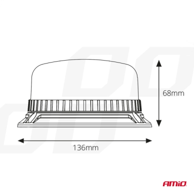 Výstražný maják pevný W03B na 3 skrutky R65 R10 36LED 12 / 24V IP56