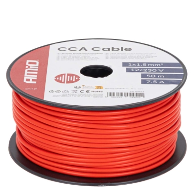 Vodič reproduktora jednožilový CCA 1x1.5mm2 50m 7.5A 12/230V AMiO-04452