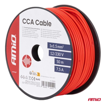 Vodič reproduktora jednožilový CCA 1x1.5mm2 50m 7.5A 12/230V AMiO-04452