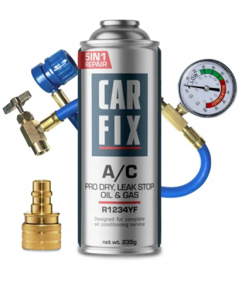 CARFIX Z_5YFN – Chladivo do autoklimatizácie R1234yf 5v1 s plniacou hadicou a manometrom 400 ml