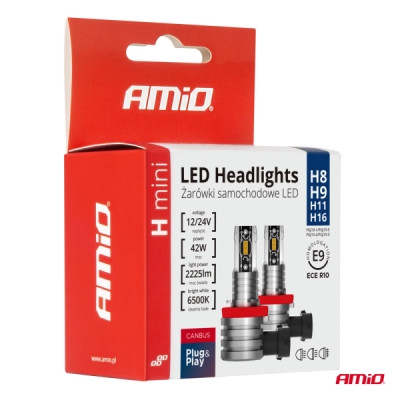 LED žiarovky hlavného svietenia H8/H9/H11/H16 H-mini Series AMiO-03333