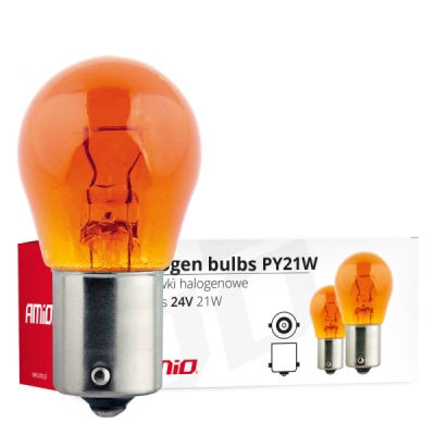 Halogénové žiarovký PY21W BA15s 24V 21W AMBER 10ks AMiO-01005