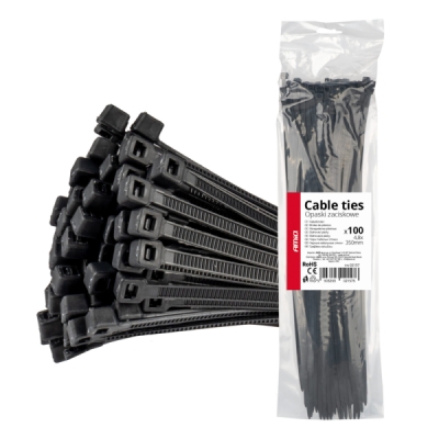 Sťahovacie pásky čierne 4,8x350mm - 100 ks