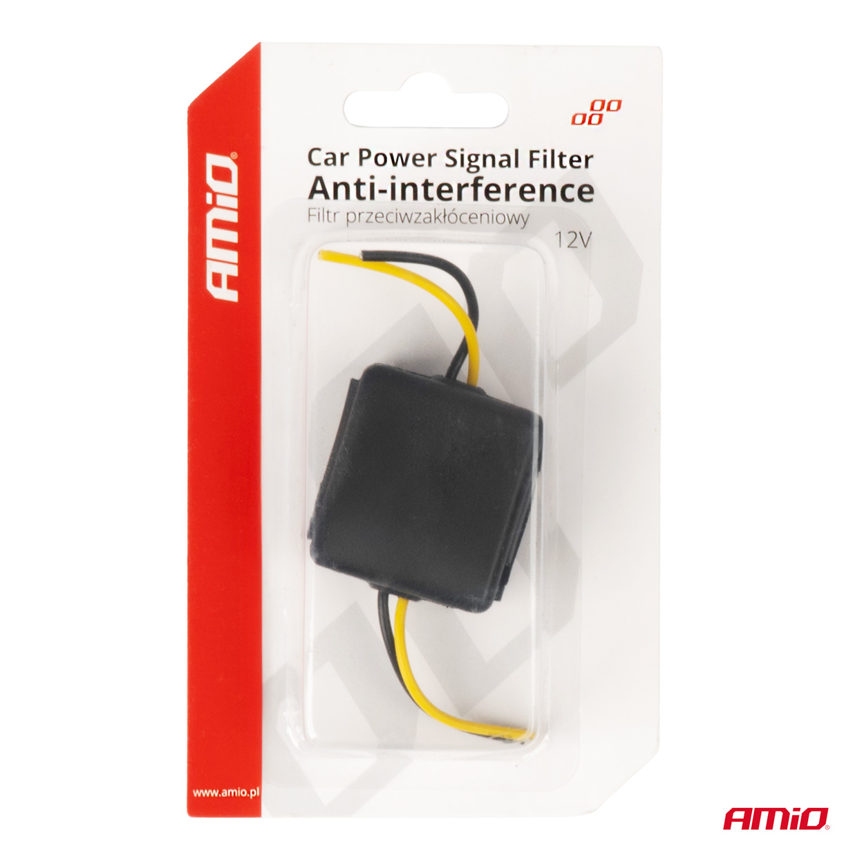 Odrušovací filter do auta so sklenenou poistkou 12V AMiO-04099