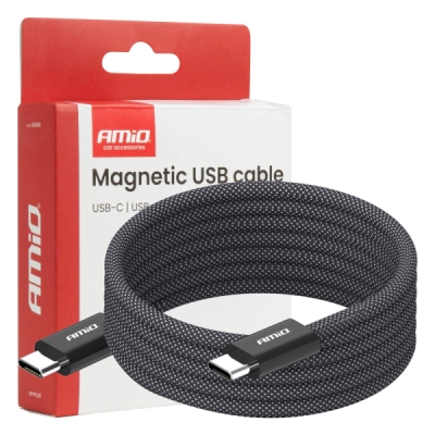 Magnetický USB kábel USB-C to USB-C 60W 100cm AMiO-04840